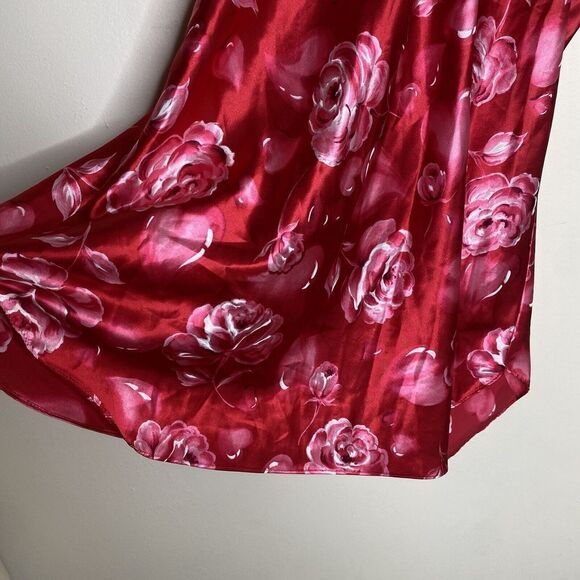 Dentelle Vintage Red & Pink Heart Floral Satin Mini Slip Nightgown Valentines L - Picture 11 of 11